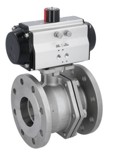 Кран шаровый-ZP, DN65, mit Antrieb-OE, EW125, Edelstahl 1.4408, PTFE-FKM, federrückstellend