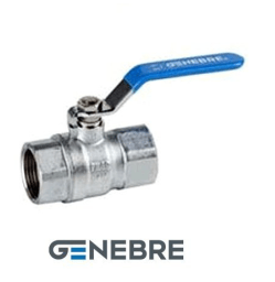Кран шаровой полнопроходной GENEBRE 3020 04 DN015 PN40, корпус - латунь, шар - латунь, уплотнение шара - PTFE, ВР/ВР, рукоятка-рычаг, резьба BSPP