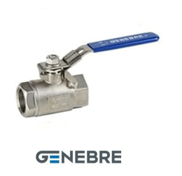 Кран шаровой стандартнопроходной GENEBRE 2008 04 DN015 PN140, AISI316 / AISI316 / PTFE + 15% GF, ВР/ВР, двухсоставной, рукоятка-рычаг, резьба BSPT